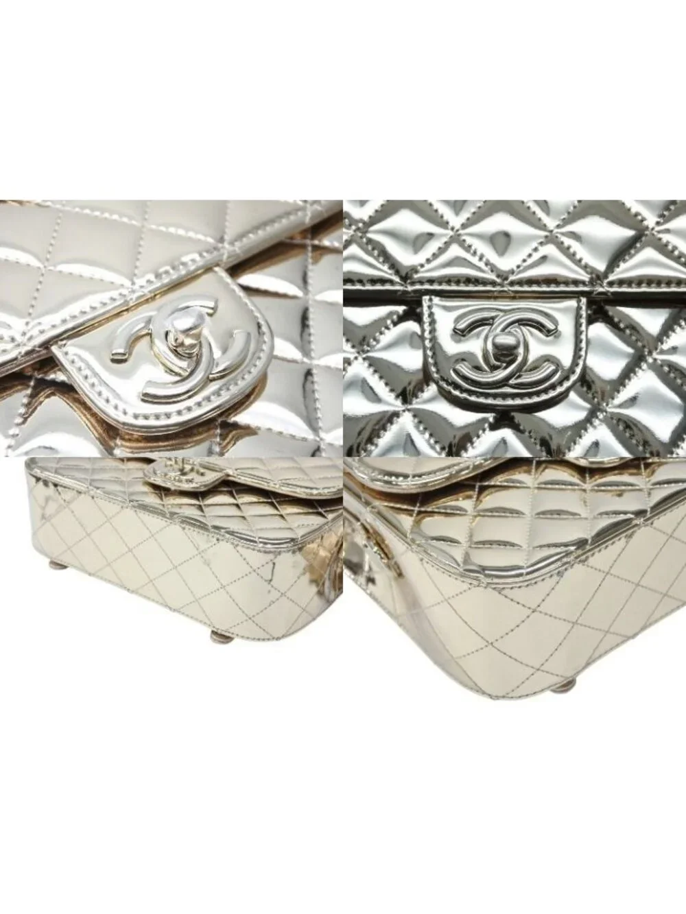 Chanel Quilted Patent Leather Chain Backpack Gold Random Plate